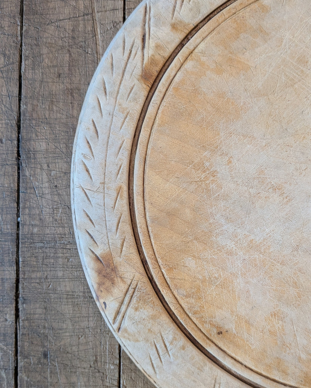 Antique Hand-Carved Wooden Breadboard Simple Wheat
