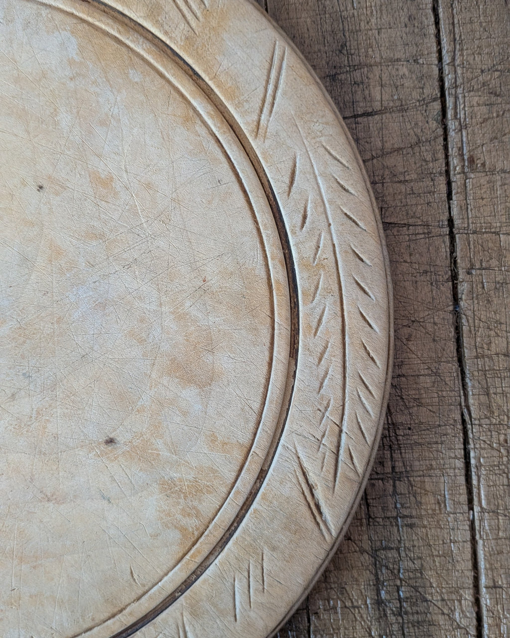 Antique Hand-Carved Wooden Breadboard Simple Wheat