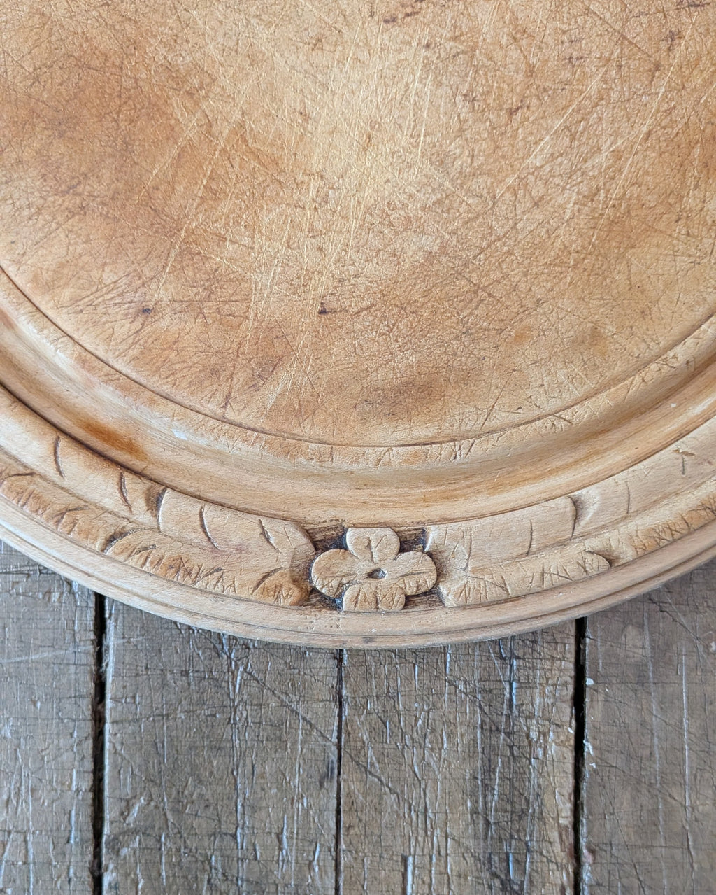 Antique Carved Treen Breadboard Floral Border