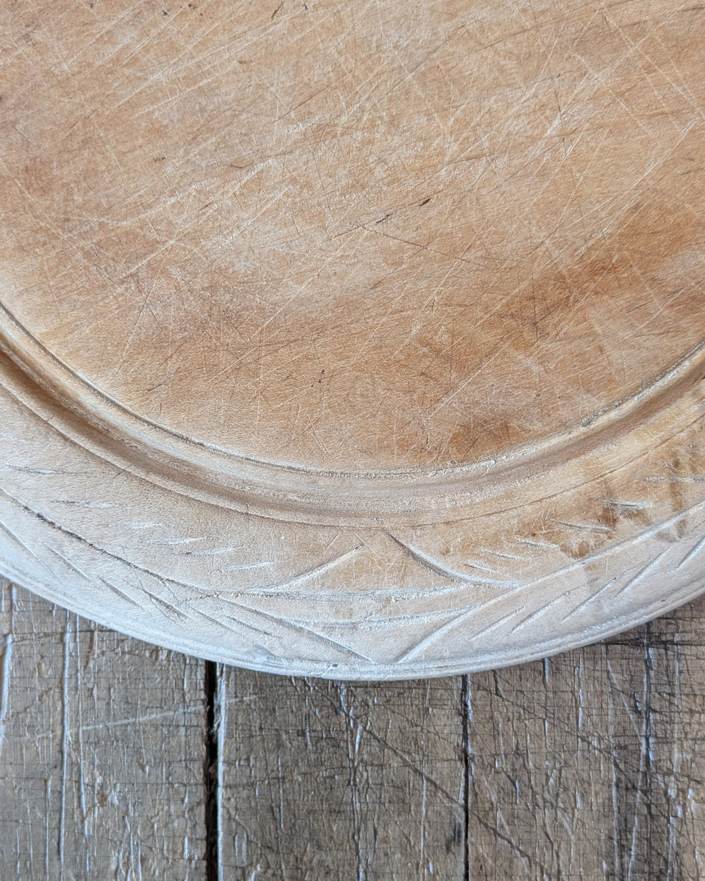 Antique Hand-Carved Wooden Breadboard Wheat & Triangle