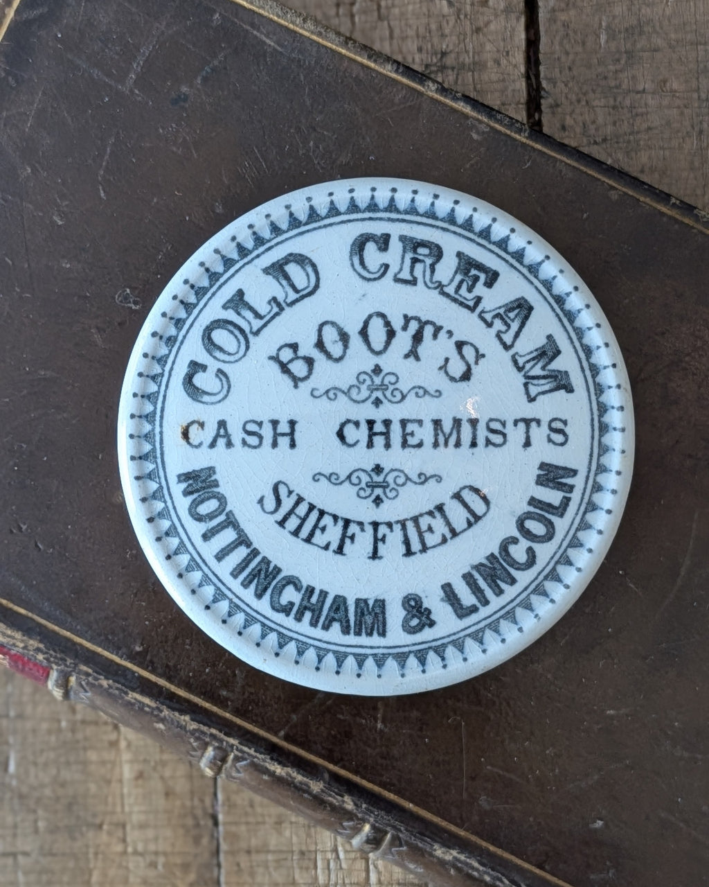 Boot's Cash Chemists Sheffield, Nottingham, & Lincoln Cold Cream Lidded Pot