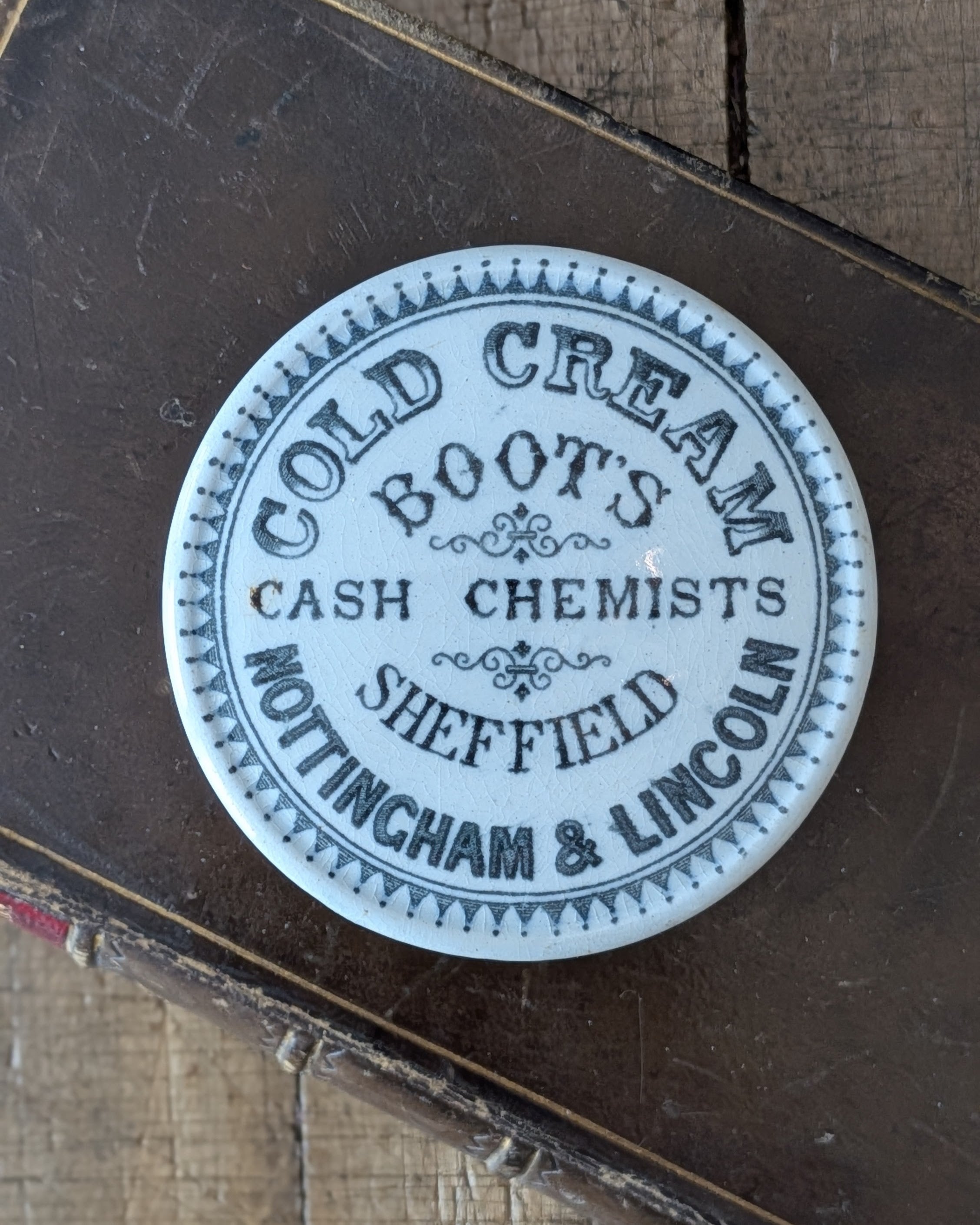 Boot's Cash Chemists Sheffield, Nottingham, & Lincoln Cold Cream Lidded Pot