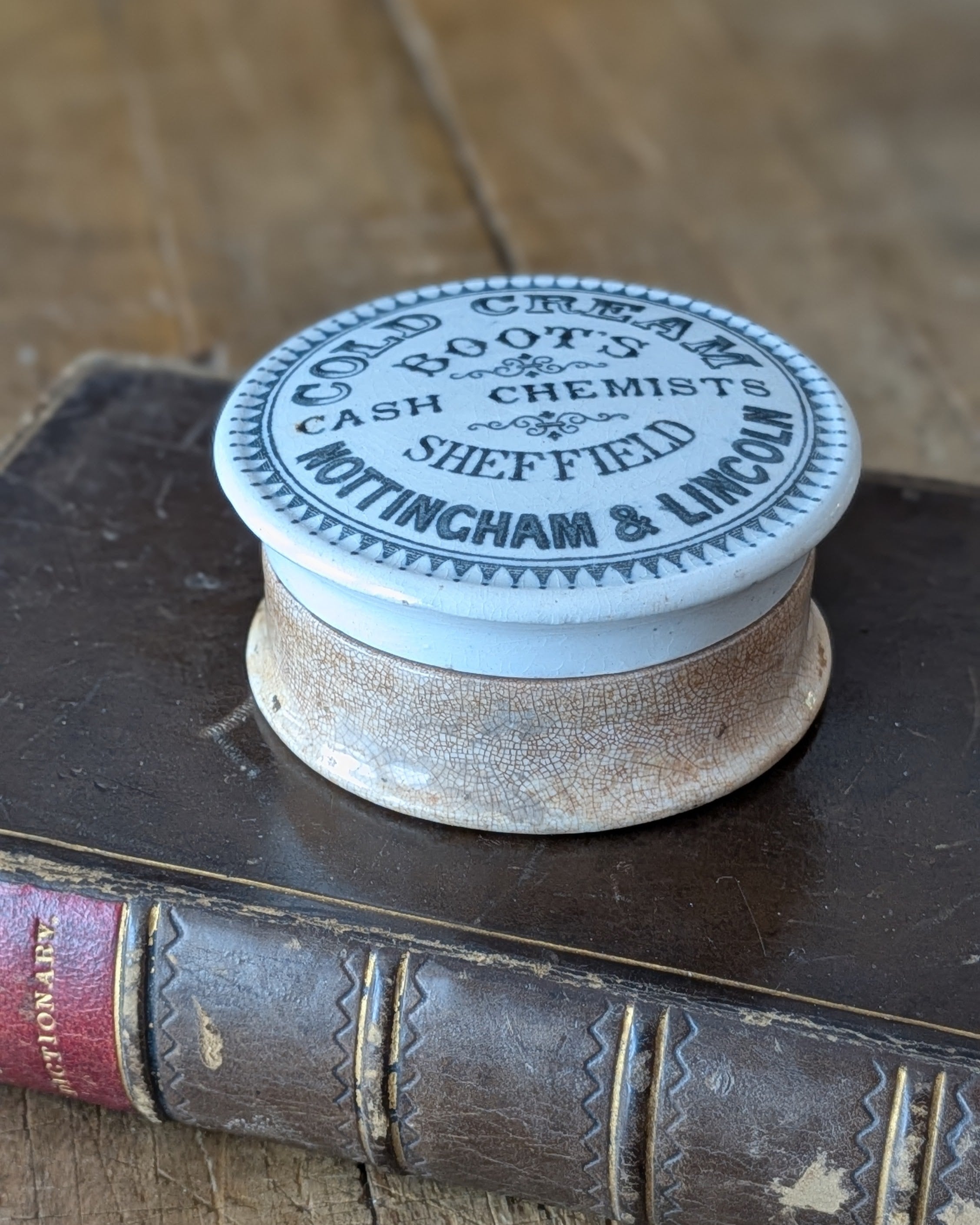 Boot's Cash Chemists Sheffield, Nottingham, & Lincoln Cold Cream Lidded Pot