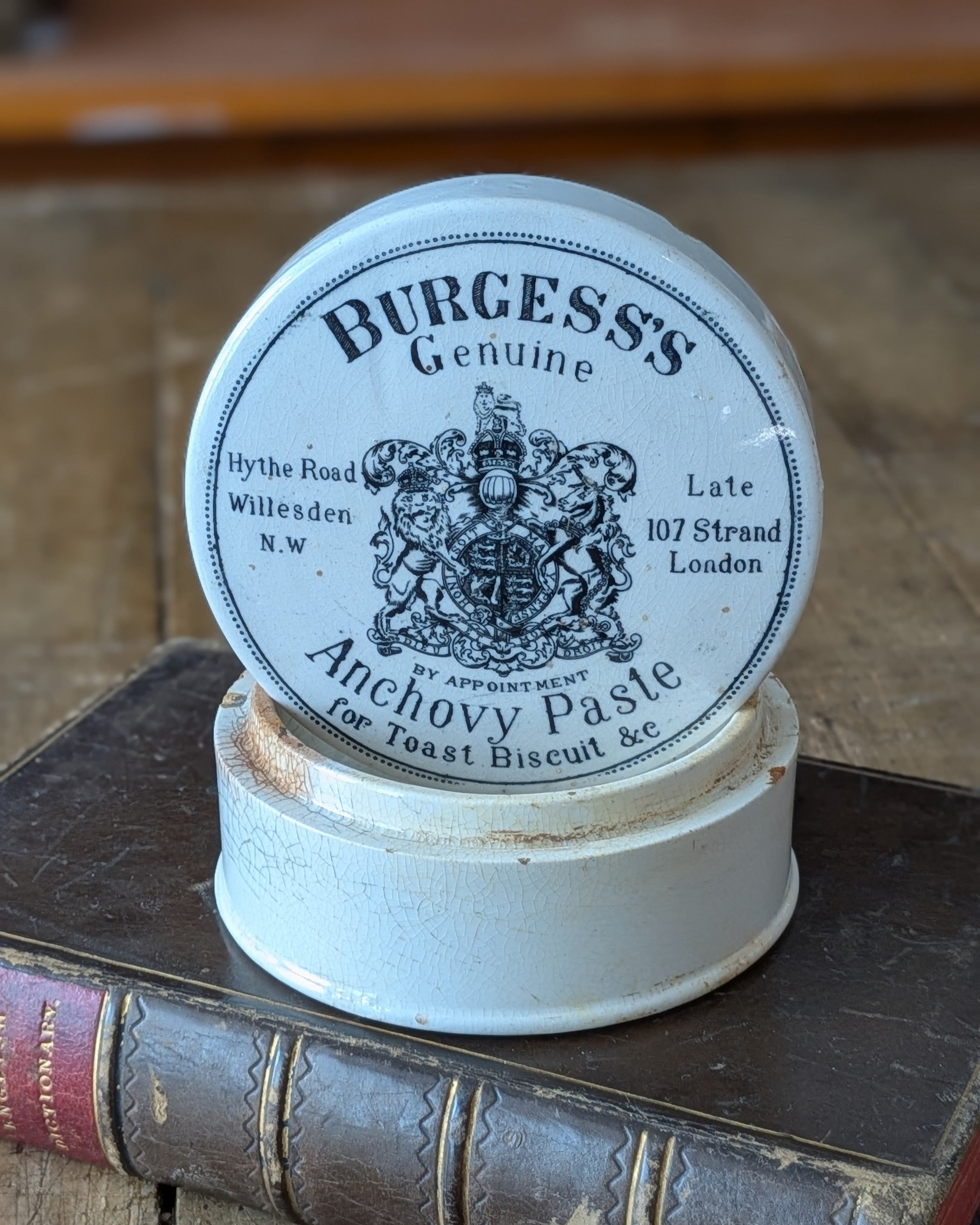 Burgess's Anchovy Paste Lidded Advertising Pot