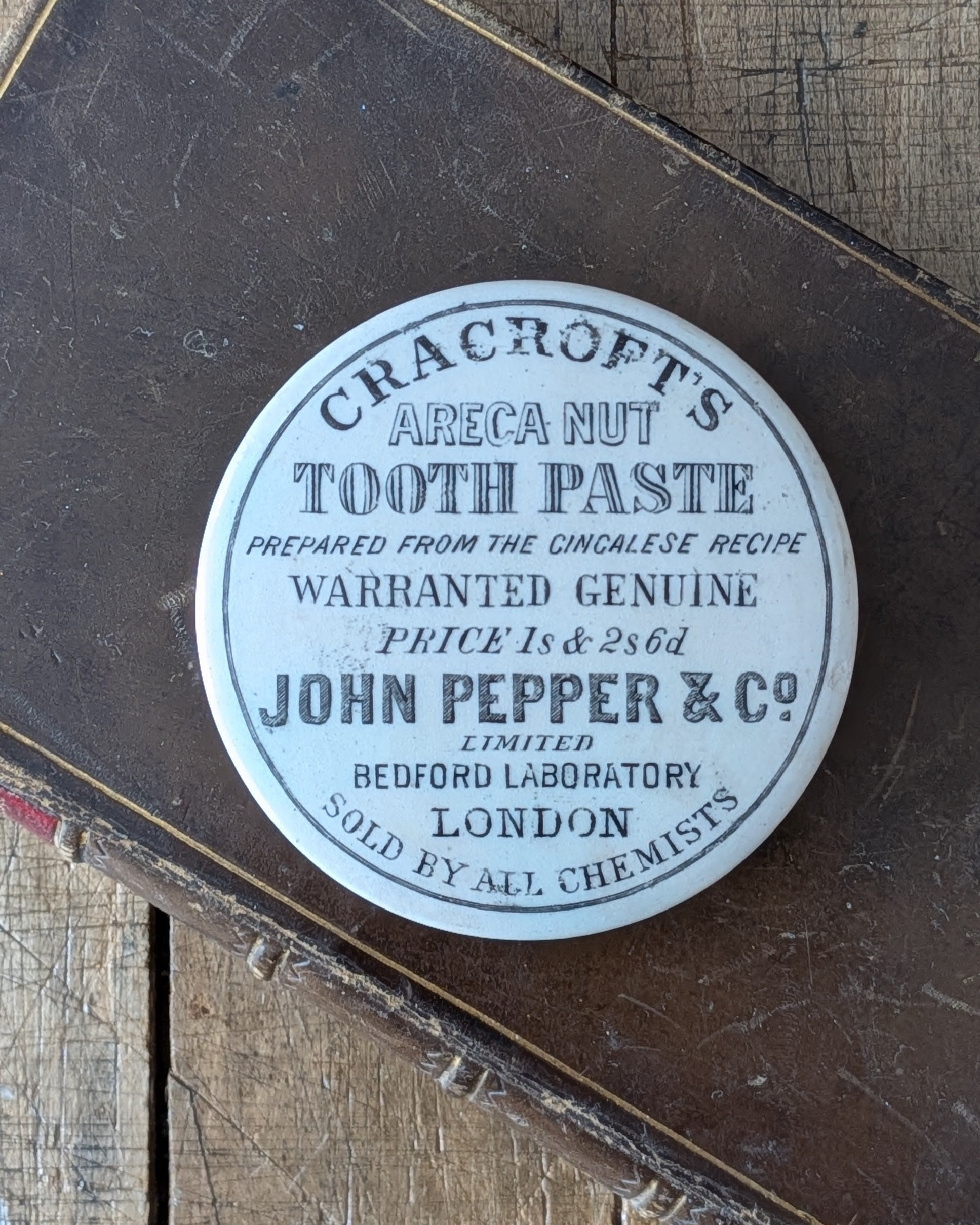 Cracroft's Areca Nut Tooth Paste Lidded Advertising Pot