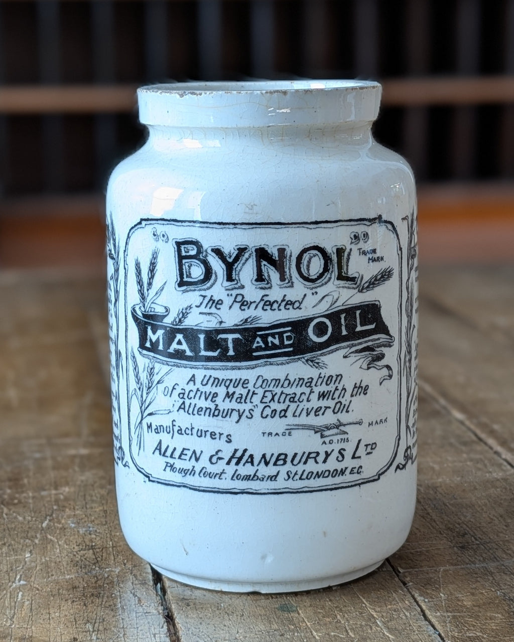"Bynol" Malt and Oil Jar