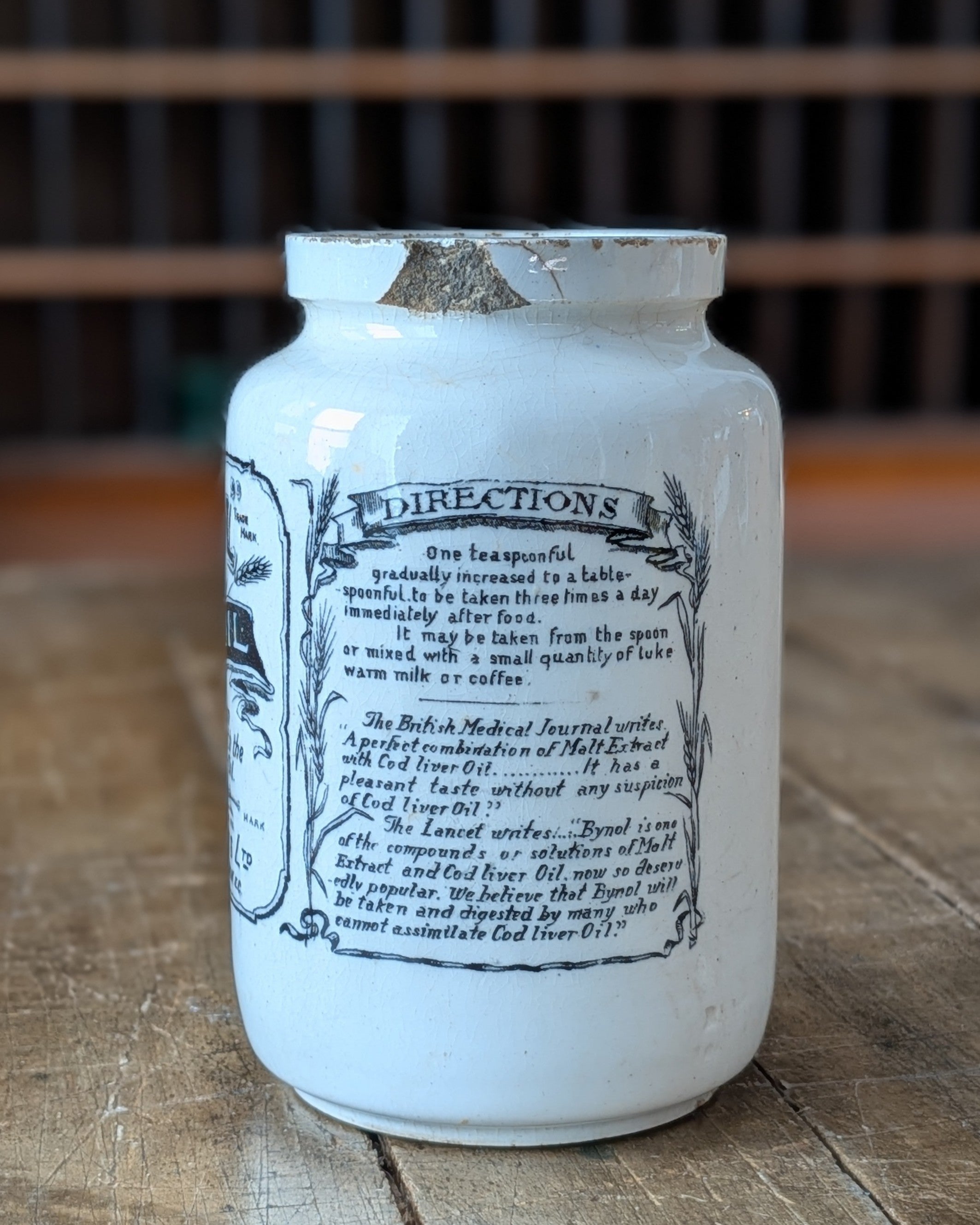 "Bynol" Malt and Oil Jar