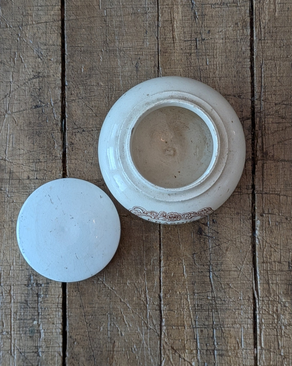 Antique Erasmic Shaving Cream Lidded Pot