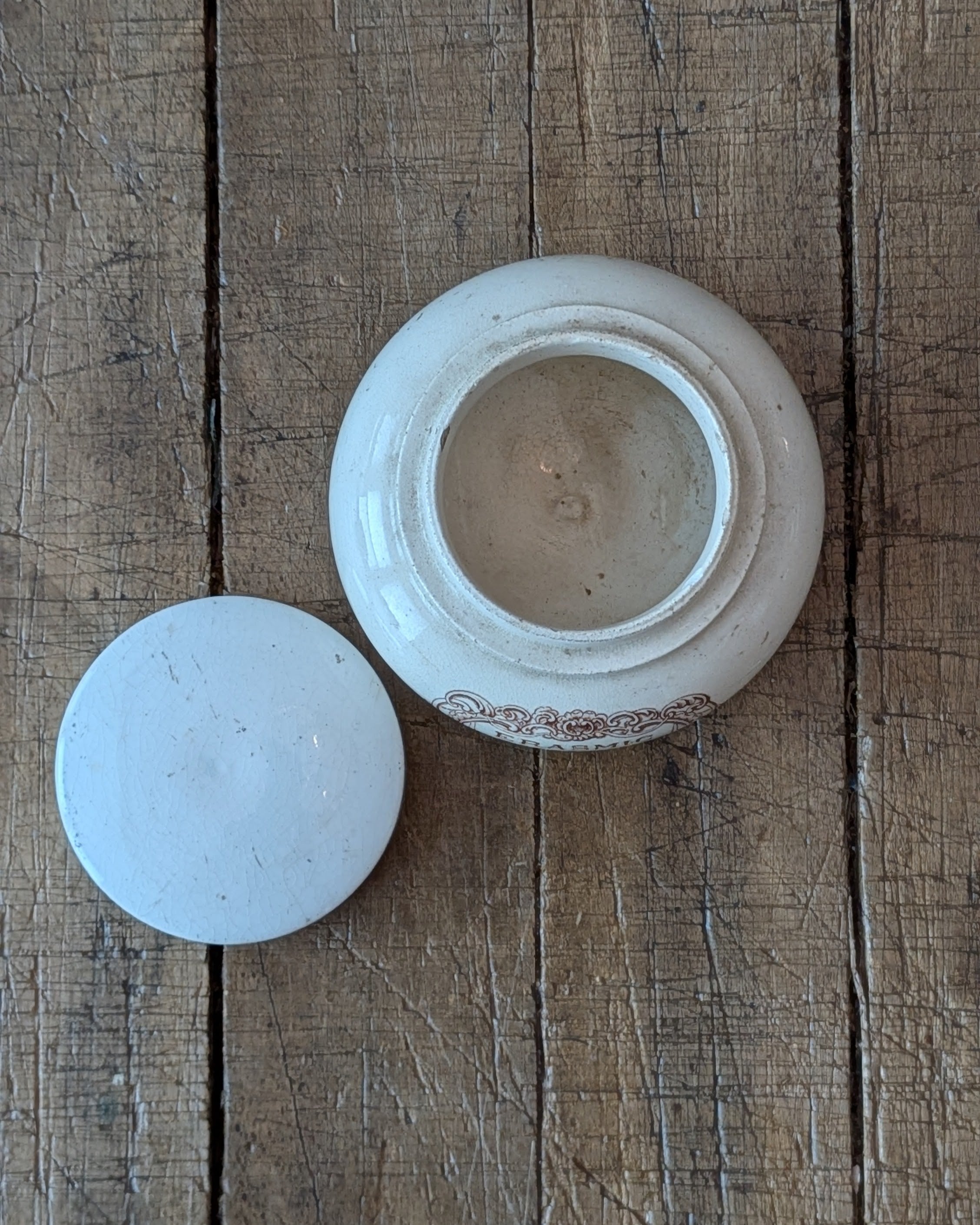 Antique Erasmic Shaving Cream Lidded Pot