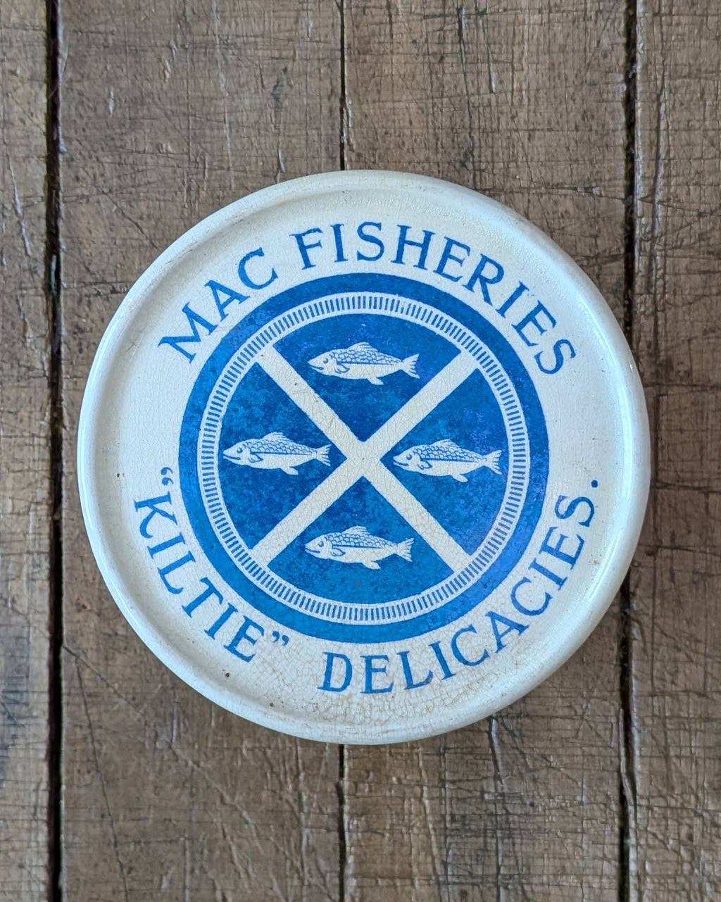 Mac Fisheries "Kiltie" Delicacies Lidded Pot c1918-1920