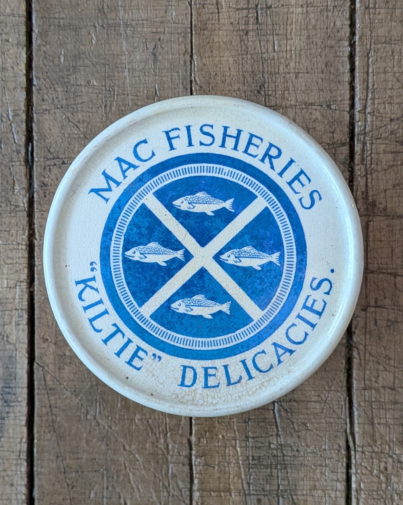 Mac Fisheries "Kiltie" Delicacies Lidded Pot c1918-1920
