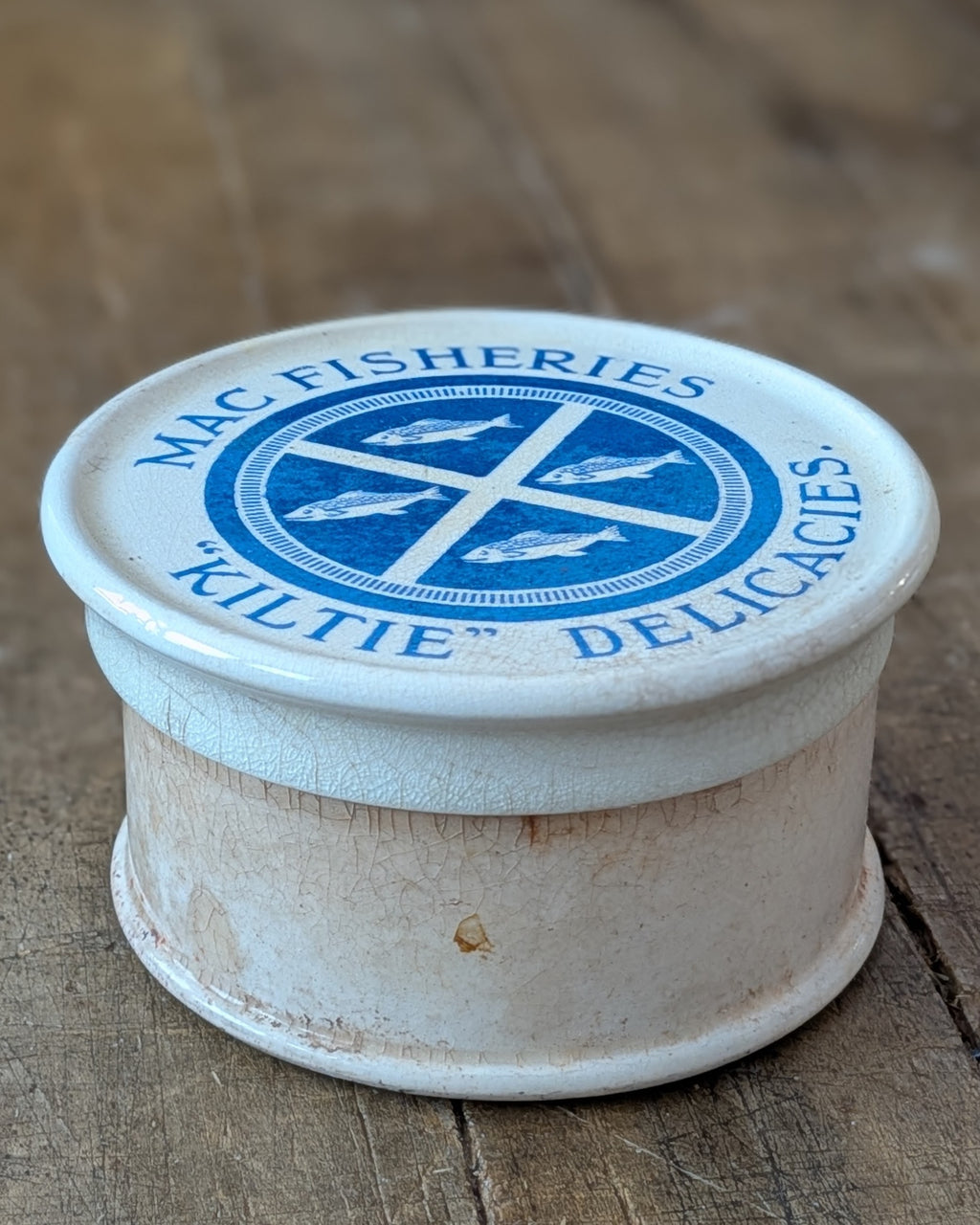 Mac Fisheries "Kiltie" Delicacies Lidded Pot c1918-1920