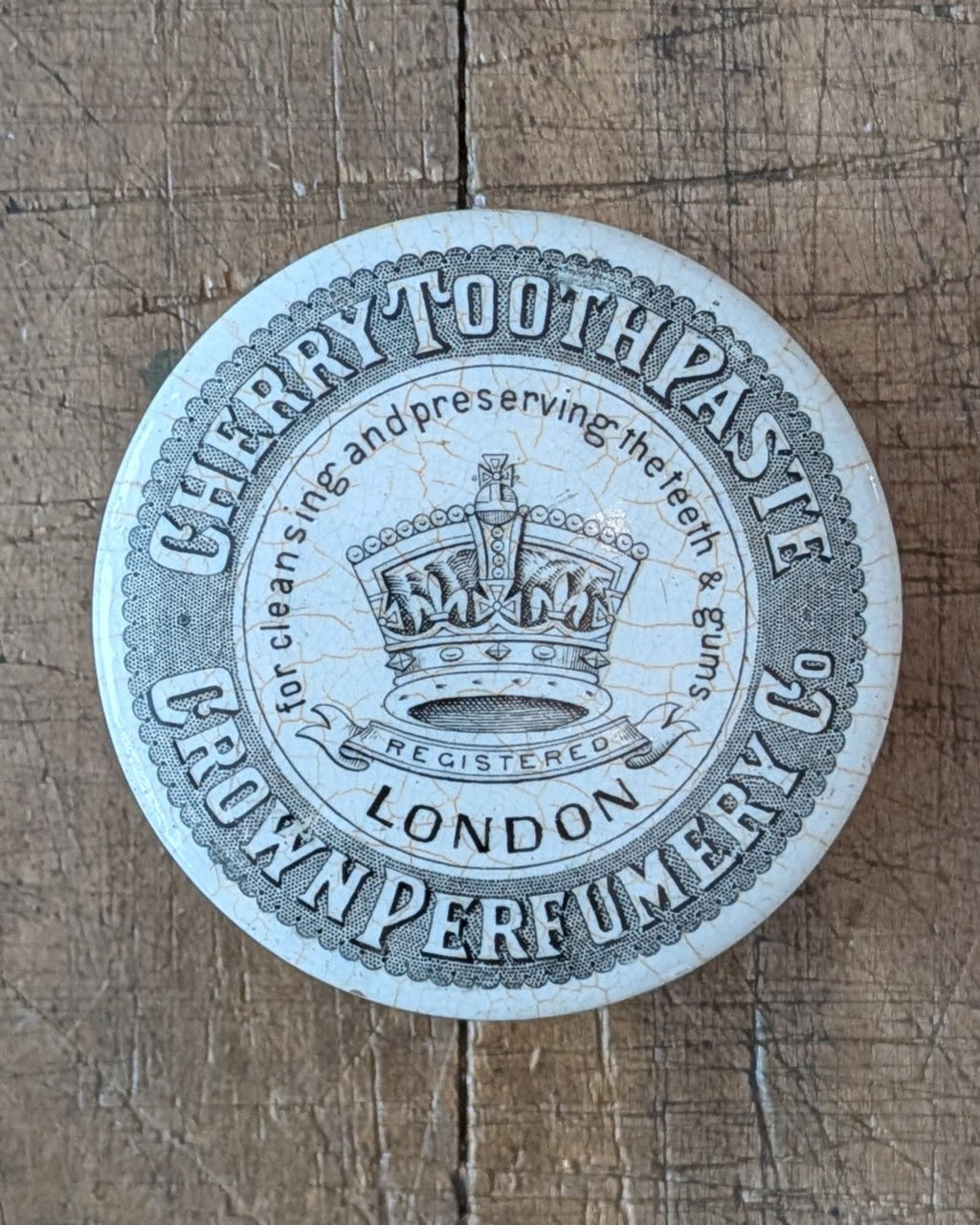 Victorian-Era Crown Perfumery Co. Cherry Toothpaste Lidded Pot