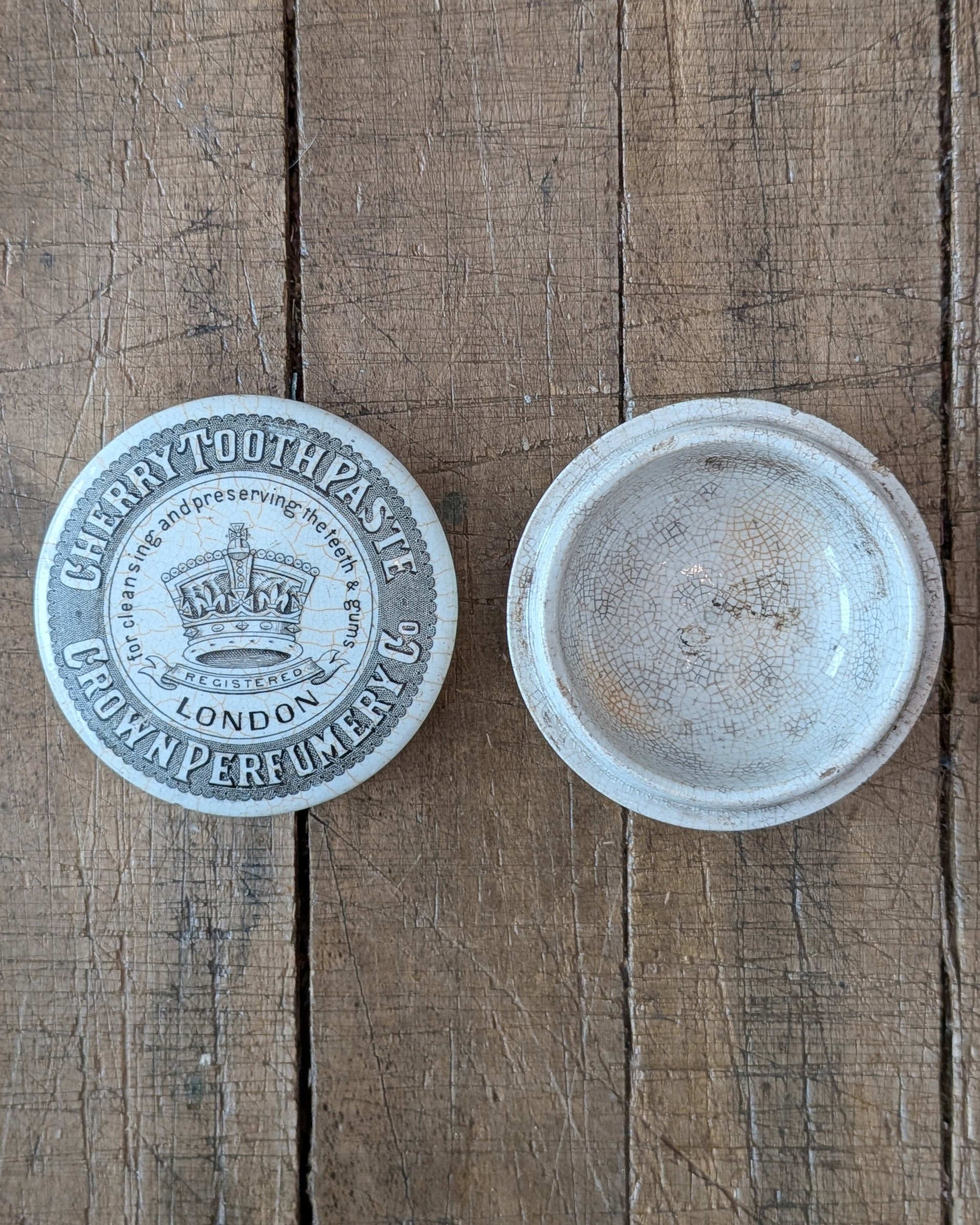 Victorian-Era Crown Perfumery Co. Cherry Toothpaste Lidded Pot