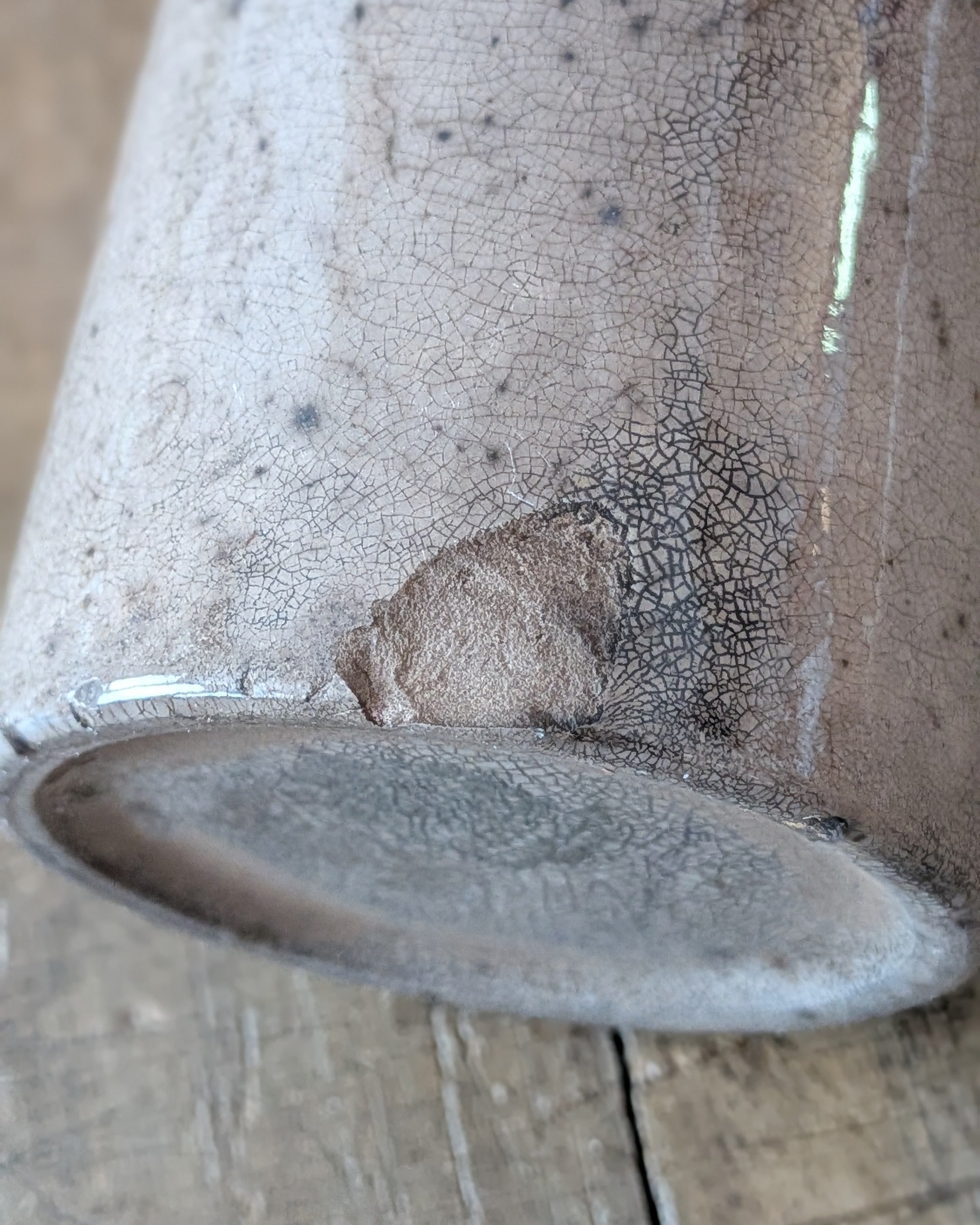 Very Stained & Crazed French Mustard Pot