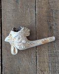 Victorian White Clay Cockerel Head Pipe