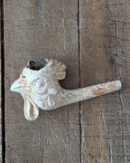 Victorian White Clay Cockerel Head Pipe