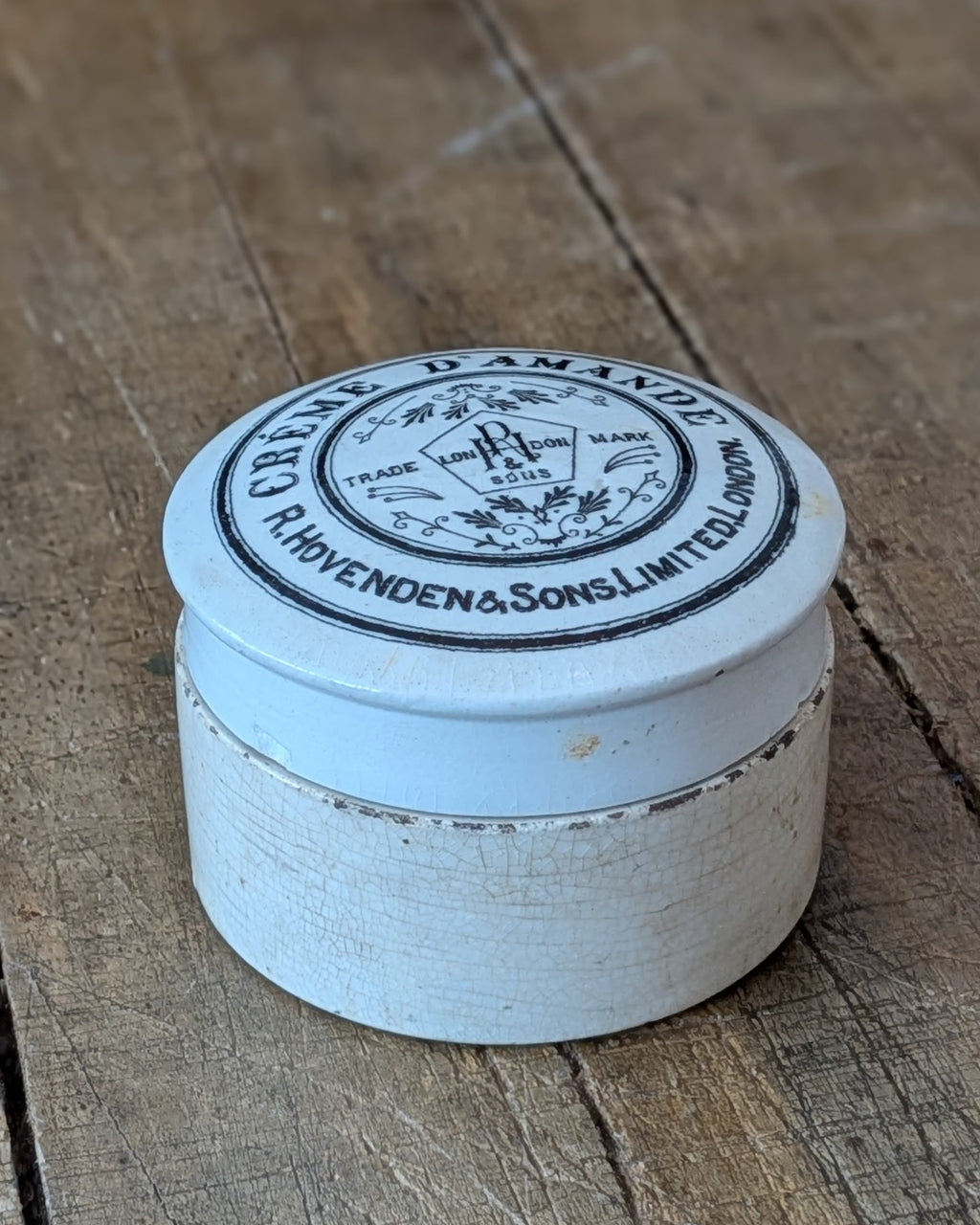 R. Hovenden & Sons Creme D'Amande Lidded Pot