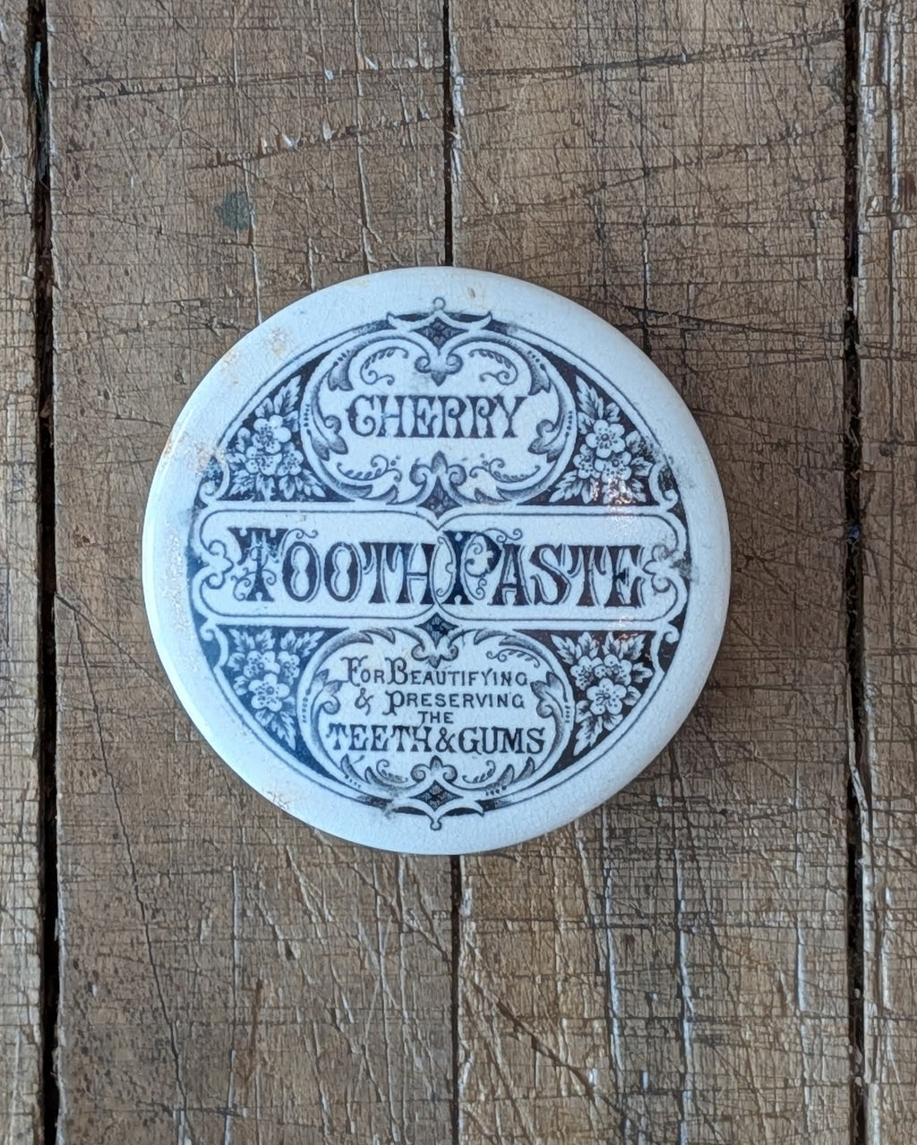 Cherry Tooth Paste English Ironstone Lidded Advertising Pot