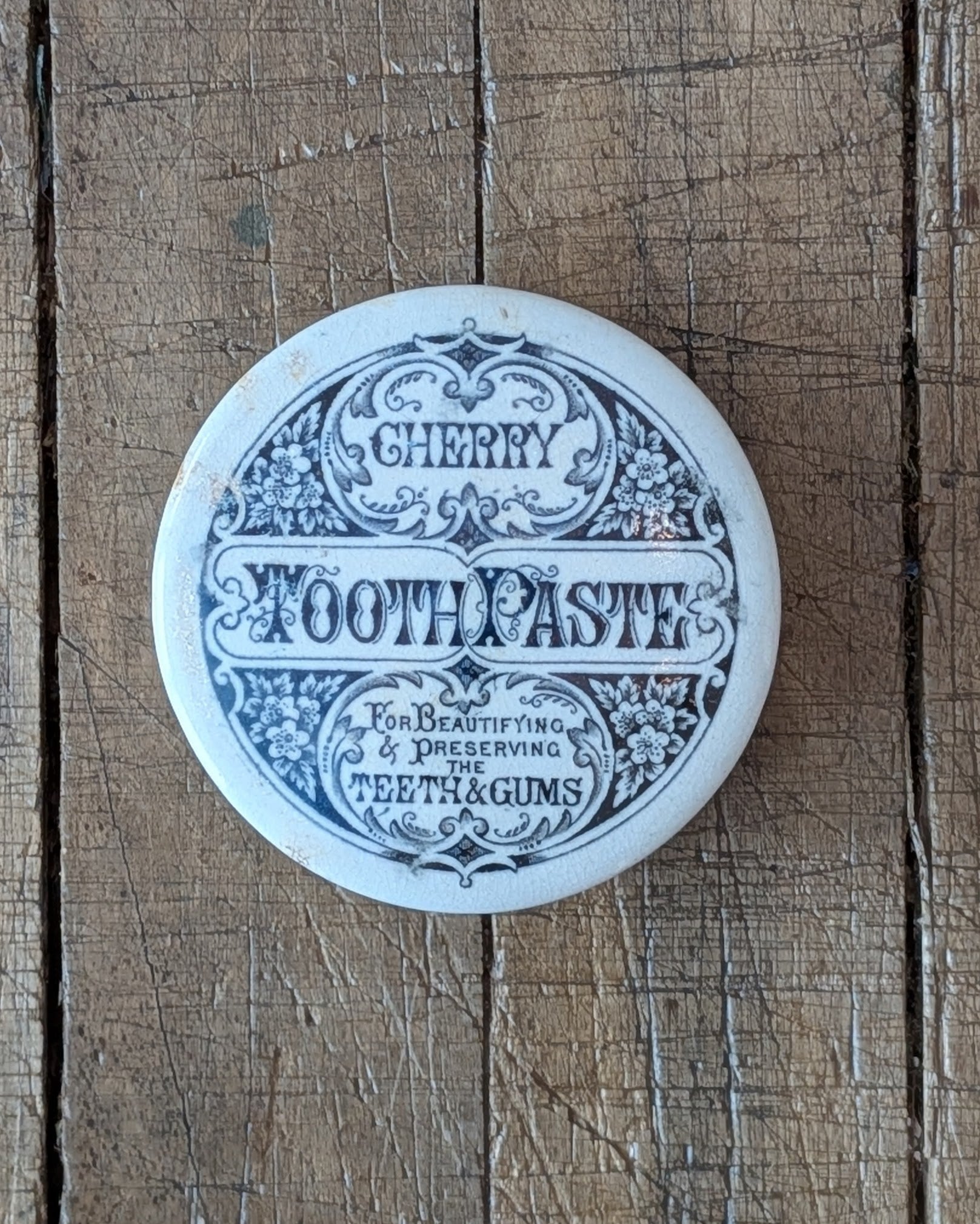 Cherry Tooth Paste English Ironstone Lidded Advertising Pot