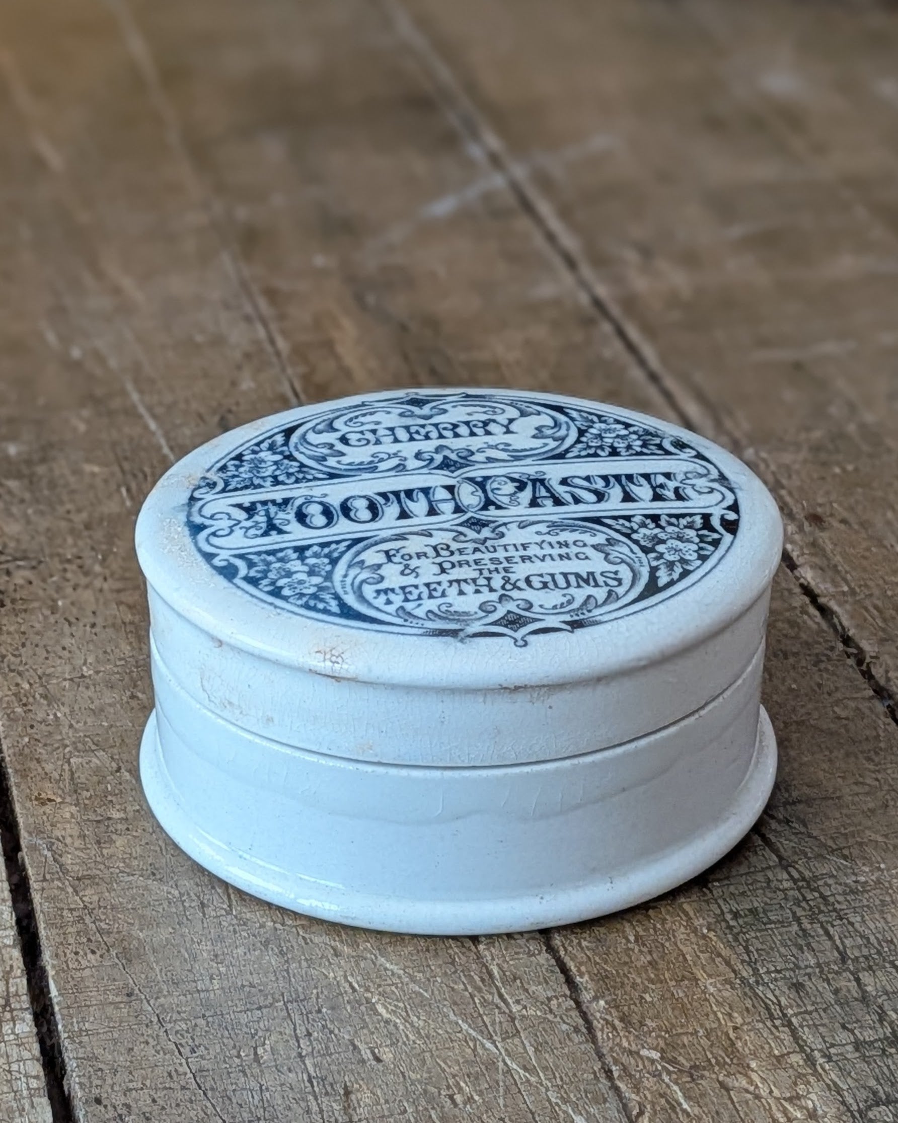 Cherry Tooth Paste English Ironstone Lidded Advertising Pot