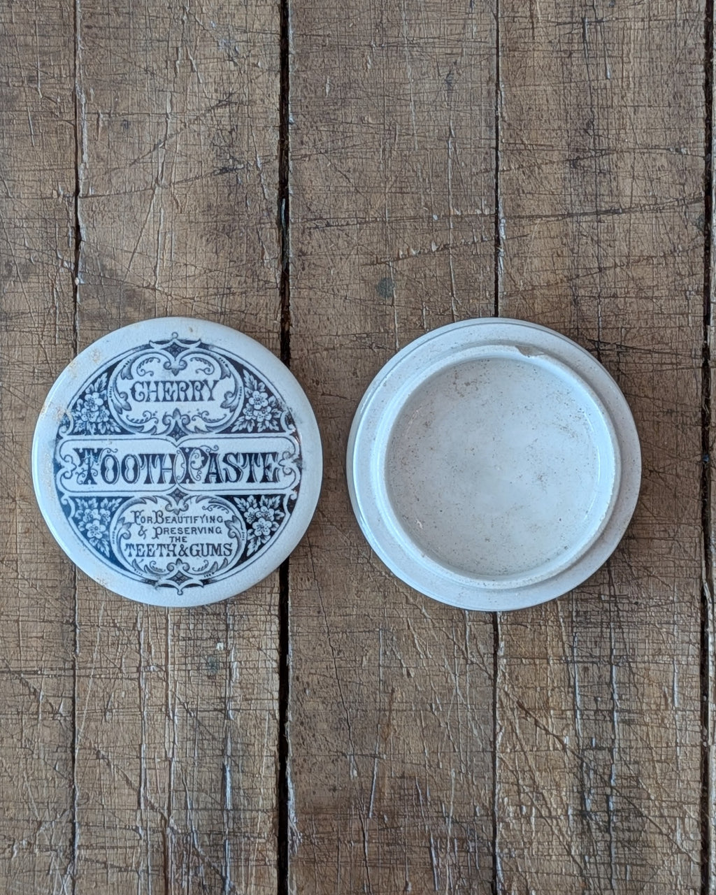 Cherry Tooth Paste English Ironstone Lidded Advertising Pot