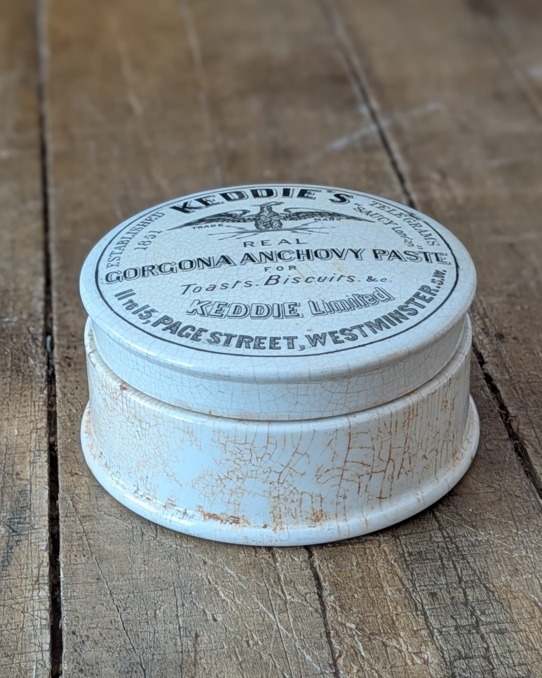 Keddie's Gorgona Anchovy Paste Lidded Advertising Pot