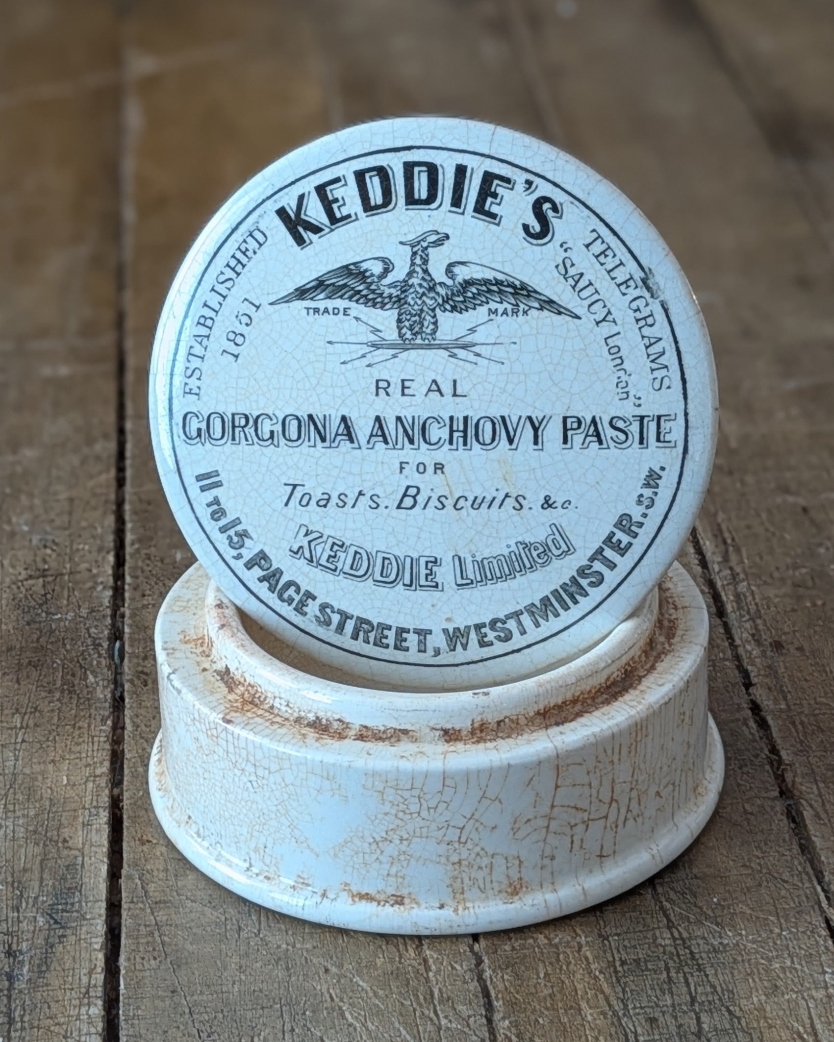Keddie's Gorgona Anchovy Paste Lidded Advertising Pot