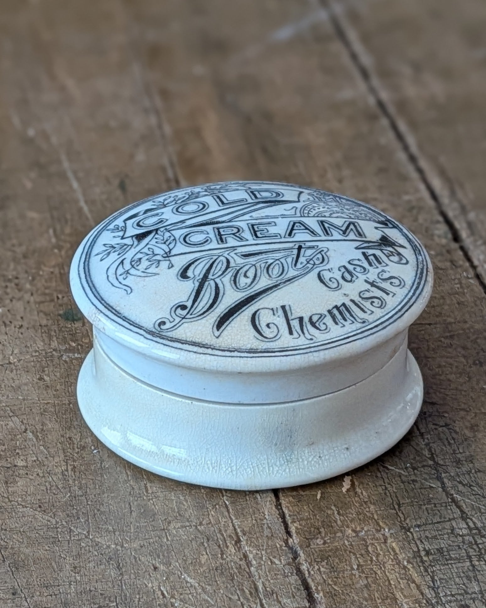 Boots Cash Chemists Cold Cream Lidded Advertising Pot