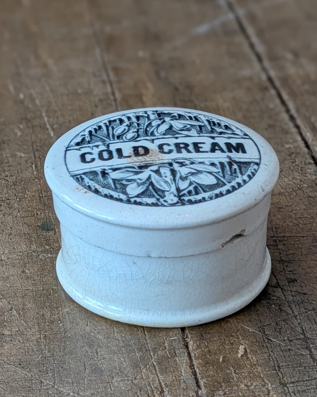 Antique English Ironstone Cold Cream Lidded Pot
