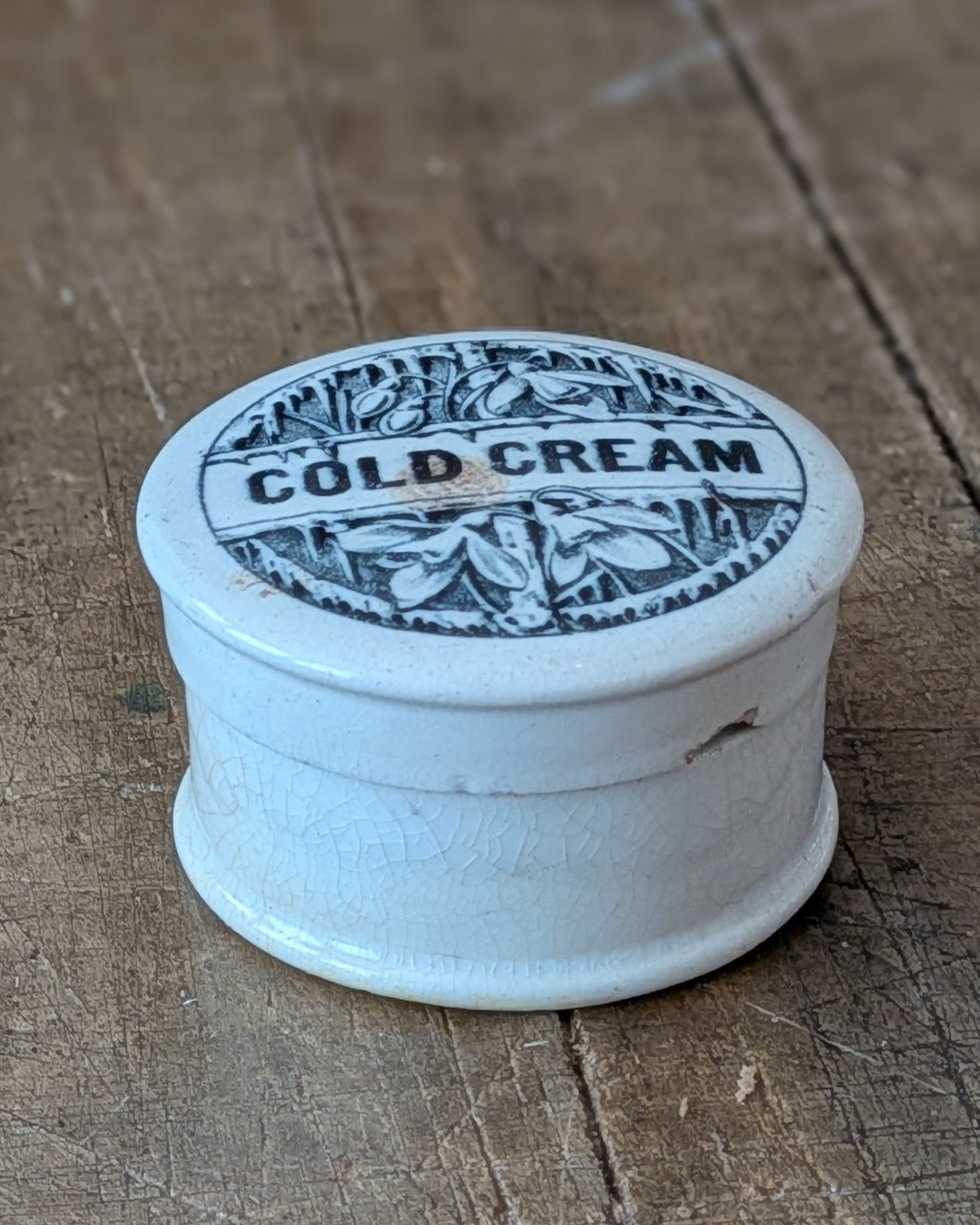 Antique English Ironstone Cold Cream Lidded Pot