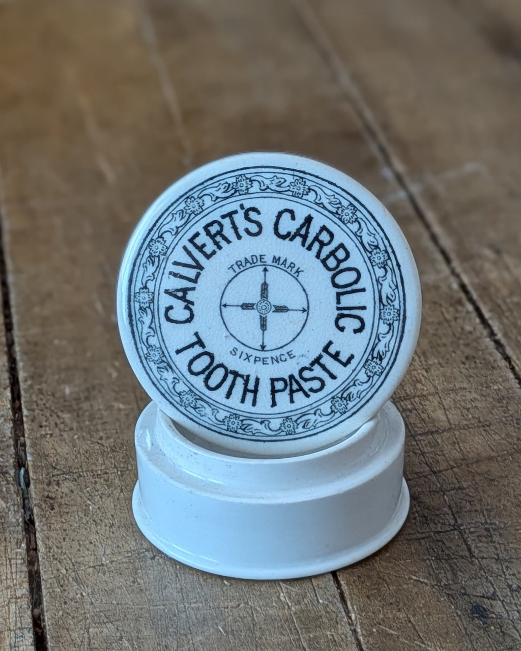 Calvert's Carbolic Tooth Paste Ironstone Lidded Advertising Pot