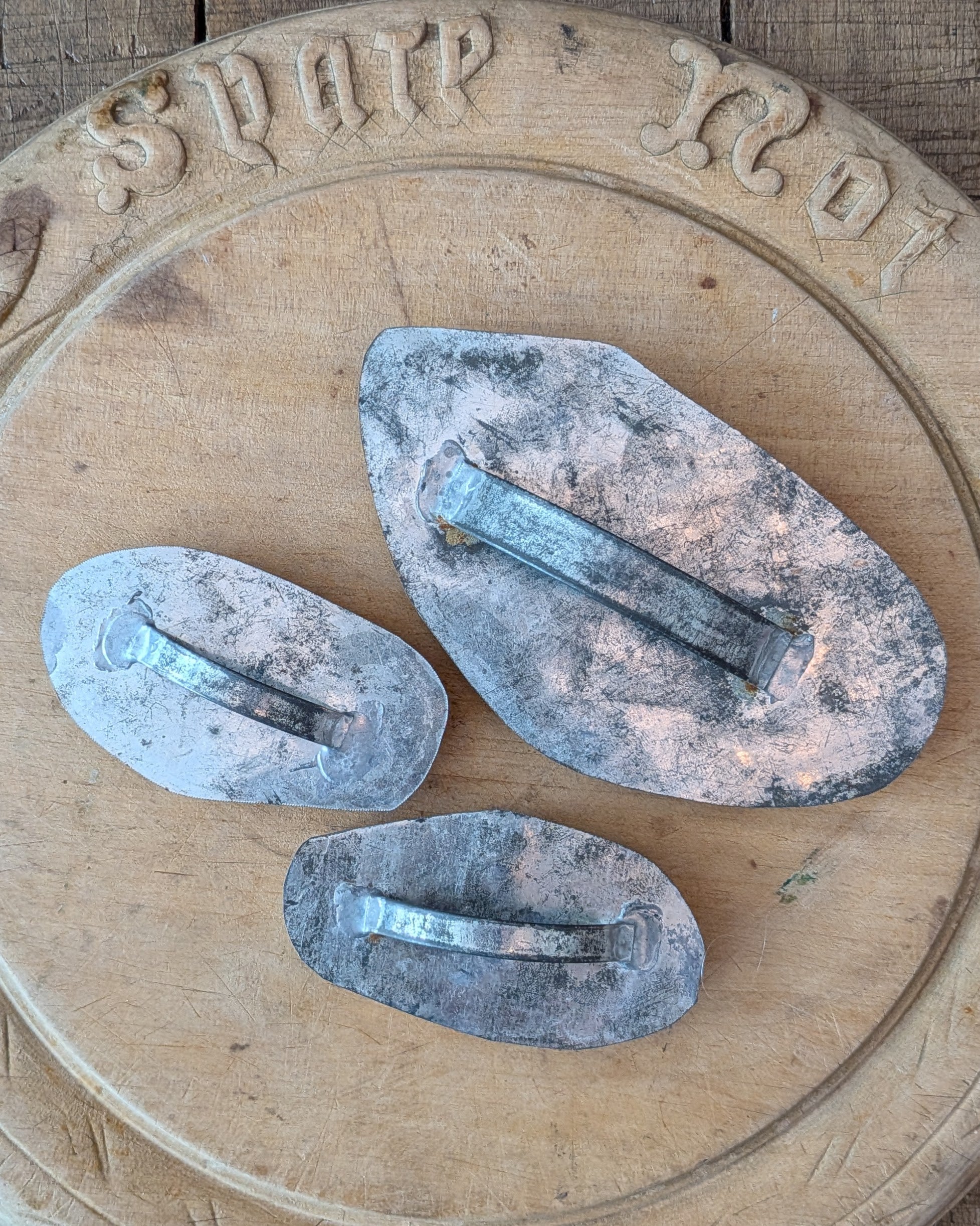 Set of 3 Antique Tin Holly Cookie Cutters