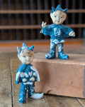 Set of 2 Vintage Blue Devil Figures Marked Japan