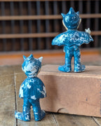 Set of 2 Vintage Blue Devil Figures Marked Japan