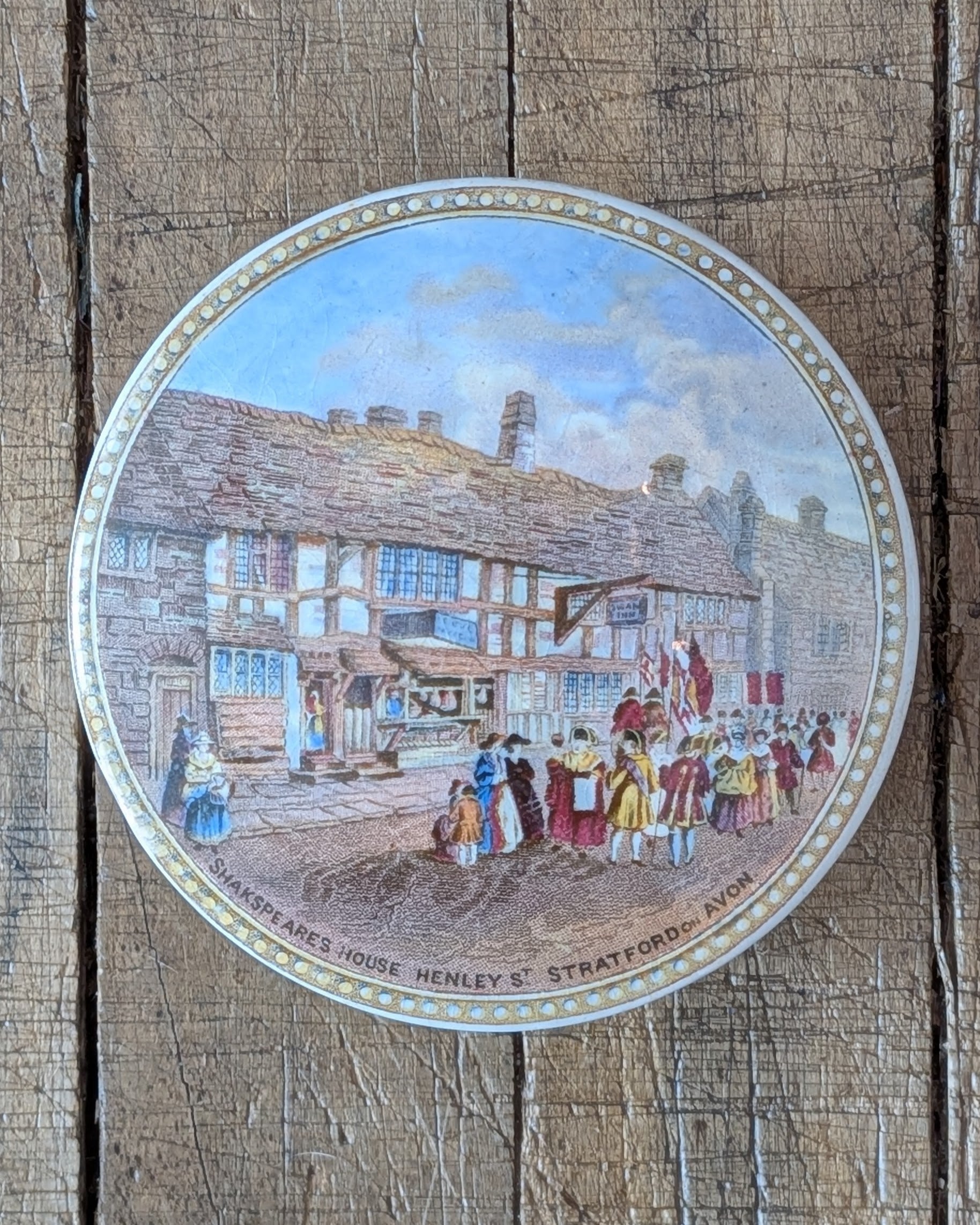c1870 Prattware Lidded Pot 'Shakspeare's House Henley St. Stratford on Avon'