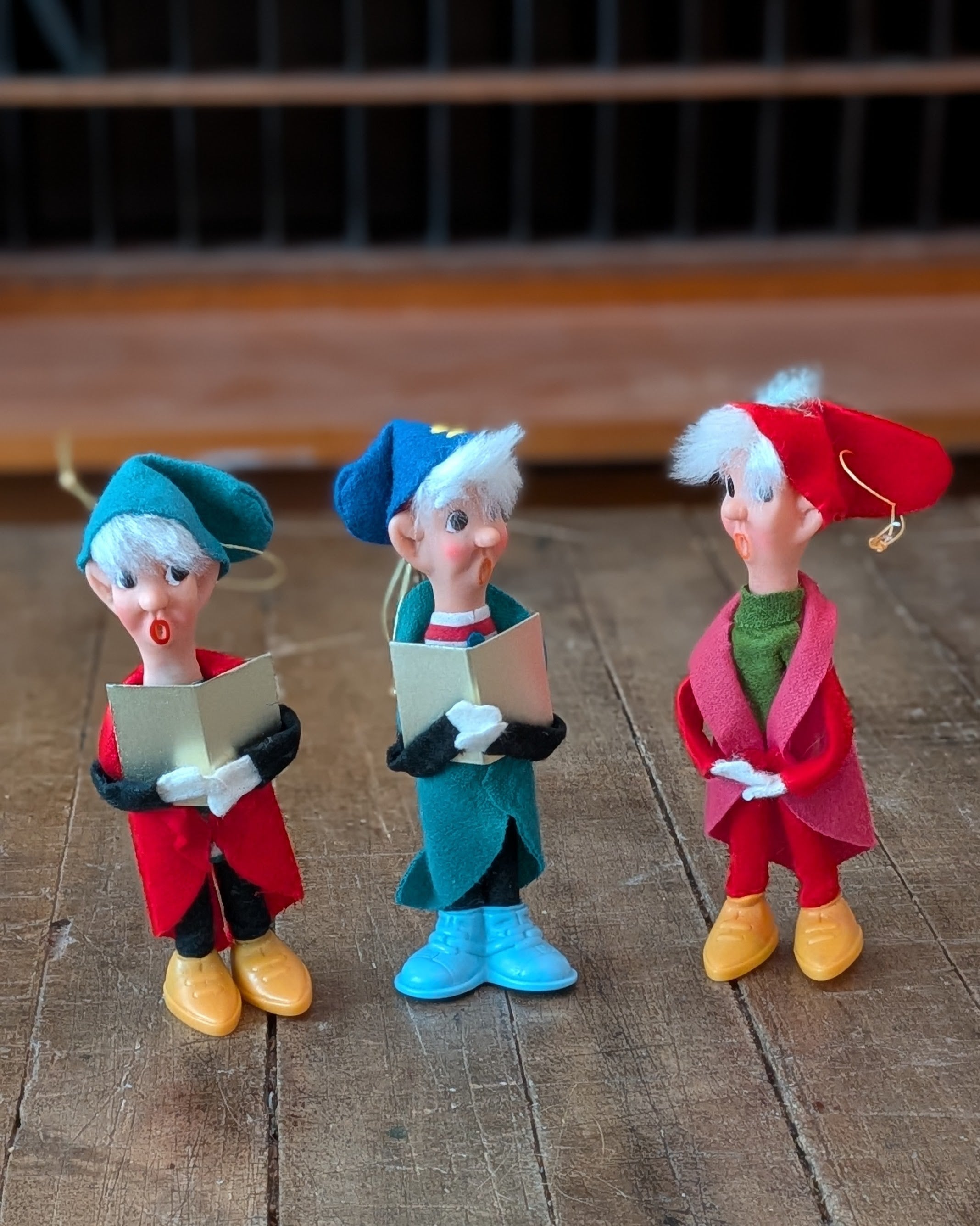 Set of 3 Vintage Caroler Ornaments