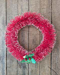 Vintage Bottle Brush Wreath with Foil Holly & Berries