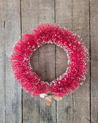 Vintage Bottle Brush Wreath with Foil Holly & Berries