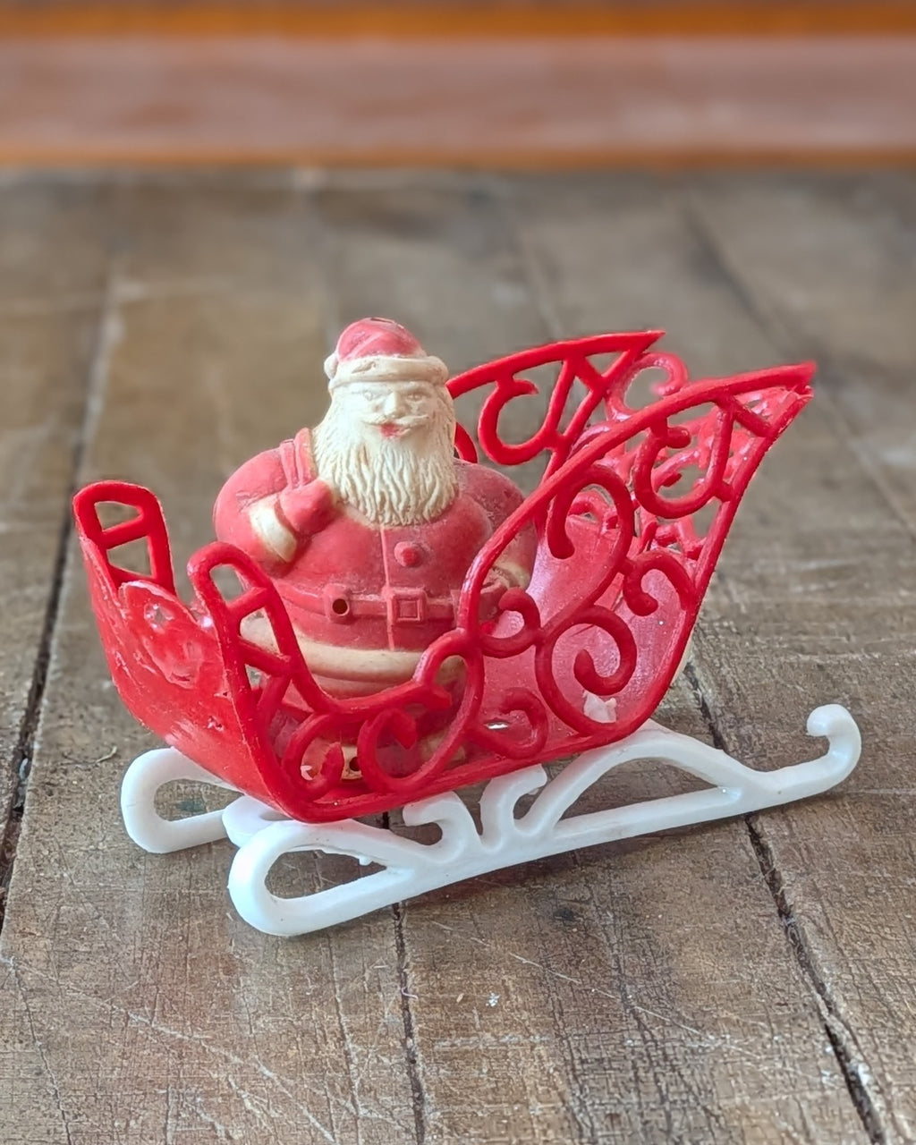 Vintage Plastic Sleigh with Santa Figure