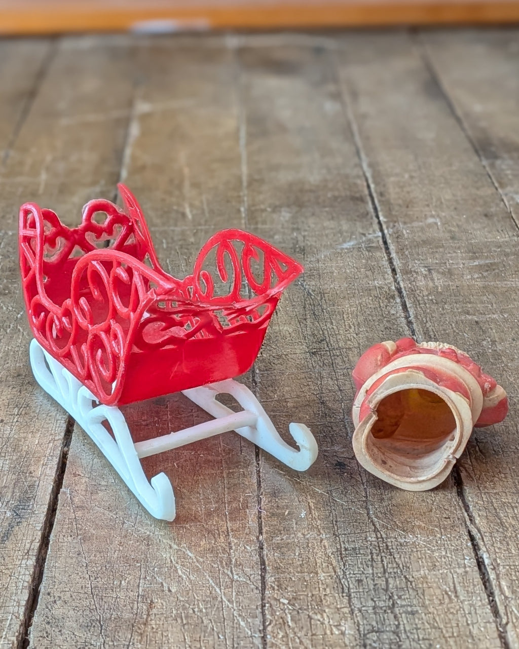 Vintage Plastic Sleigh with Santa Figure