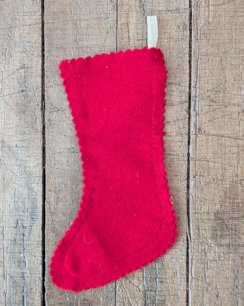 Small Vintage Felt Stocking with Girl Climbing Stairs