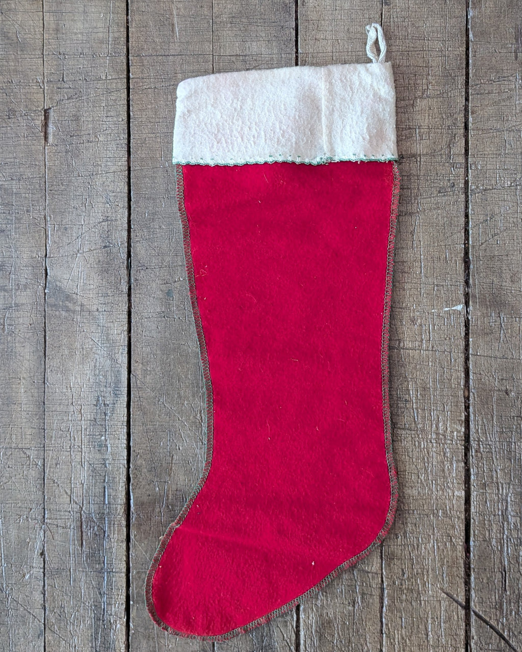 Large Vintage Felt Stocking with Snow Couple & Merry Christmas