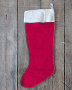 Large Vintage Felt Stocking with Snow Couple & Merry Christmas
