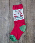 Vintage Knit Stocking with Santa & Merry Christmas