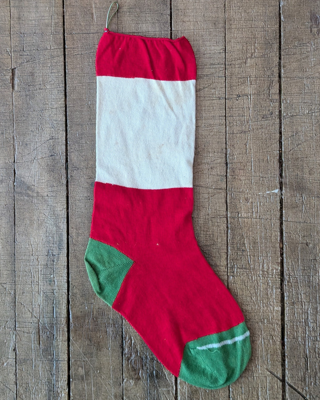 Vintage Knit Stocking with Santa & Merry Christmas