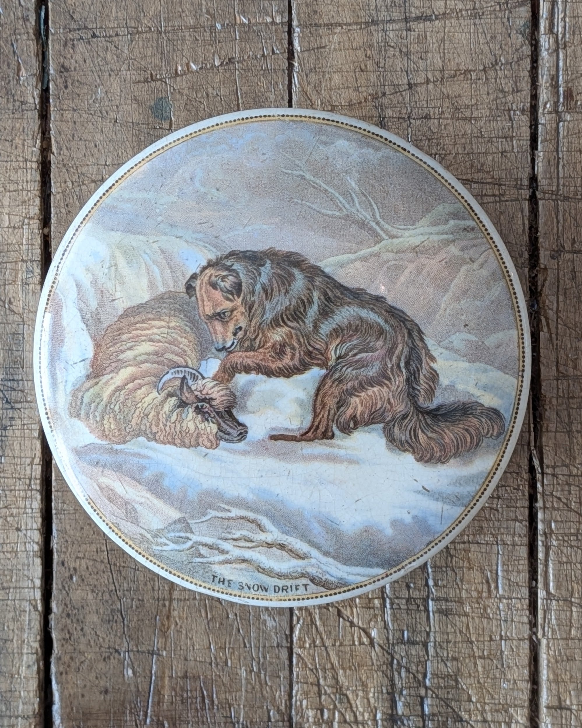 19th Century English Prattware Lidded Pot "The Snow Drift"