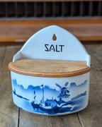 Vintage Ceramic Wall-Mount Salt Box Czechoslovakia