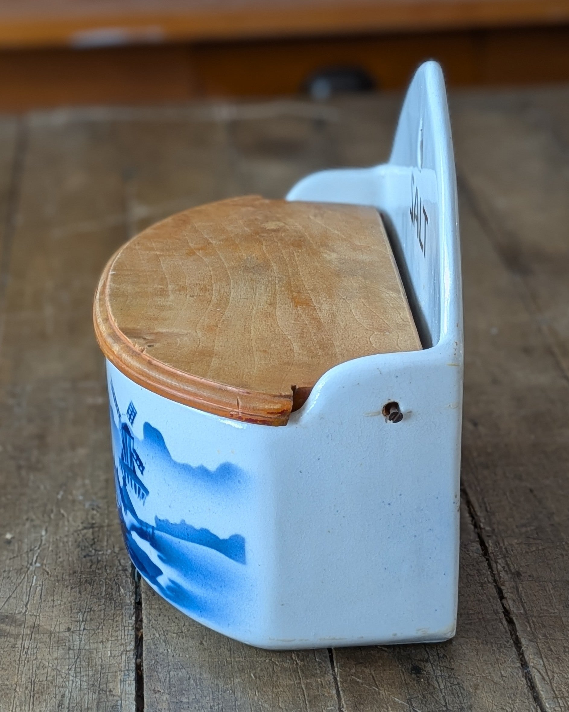 Vintage Ceramic Wall-Mount Salt Box Czechoslovakia