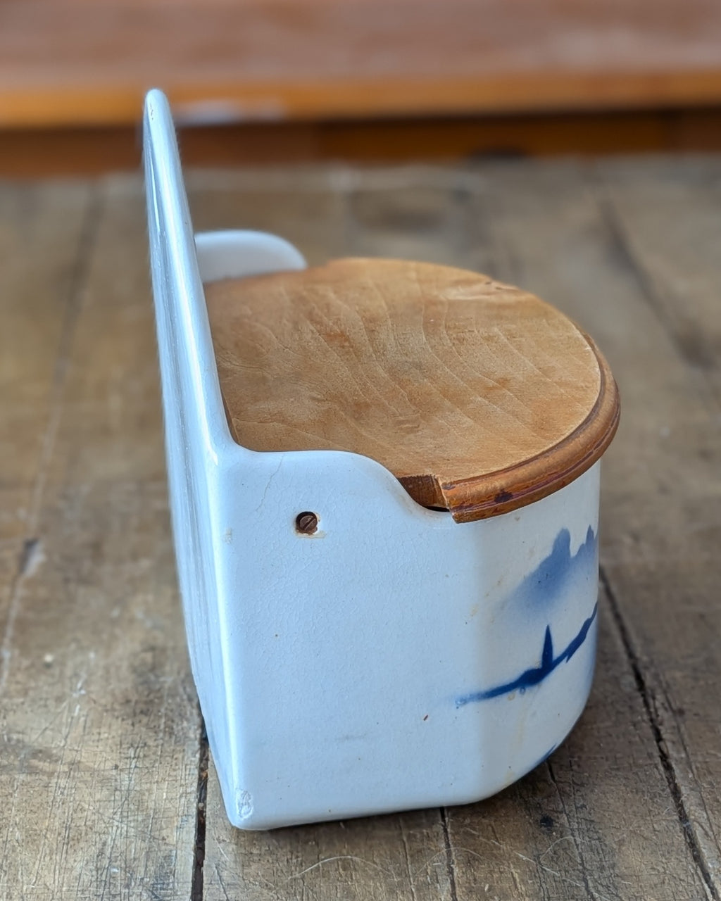 Vintage Ceramic Wall-Mount Salt Box Czechoslovakia